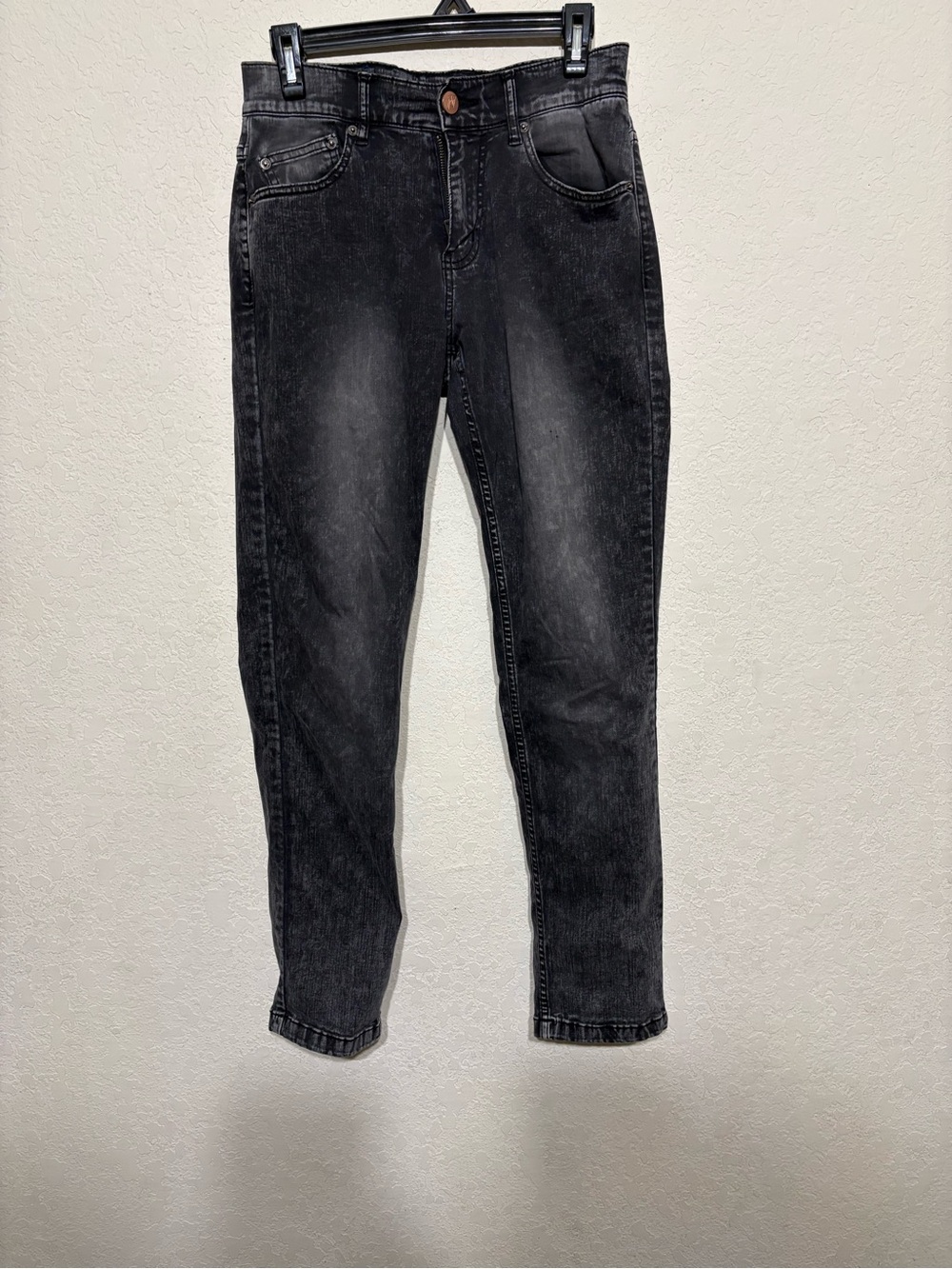 Mugsy Men's Black Washed Skinny Jeans - Stretch Slim Fit